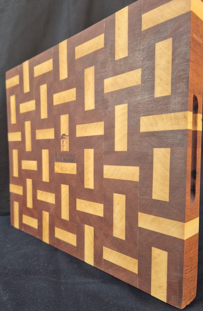 Tray - Solid mahogany and alder cutting board with end grain - 33x29x4cm - Italian craftsmanship - Mahogany, Alder #1.0