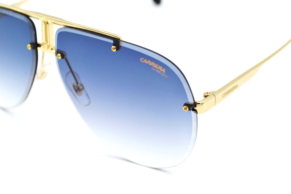 Carrera - 1052S RHL08 - Gold Metal Rimless Design - Blue Lenses - *New* - Gafas de sol #2.1