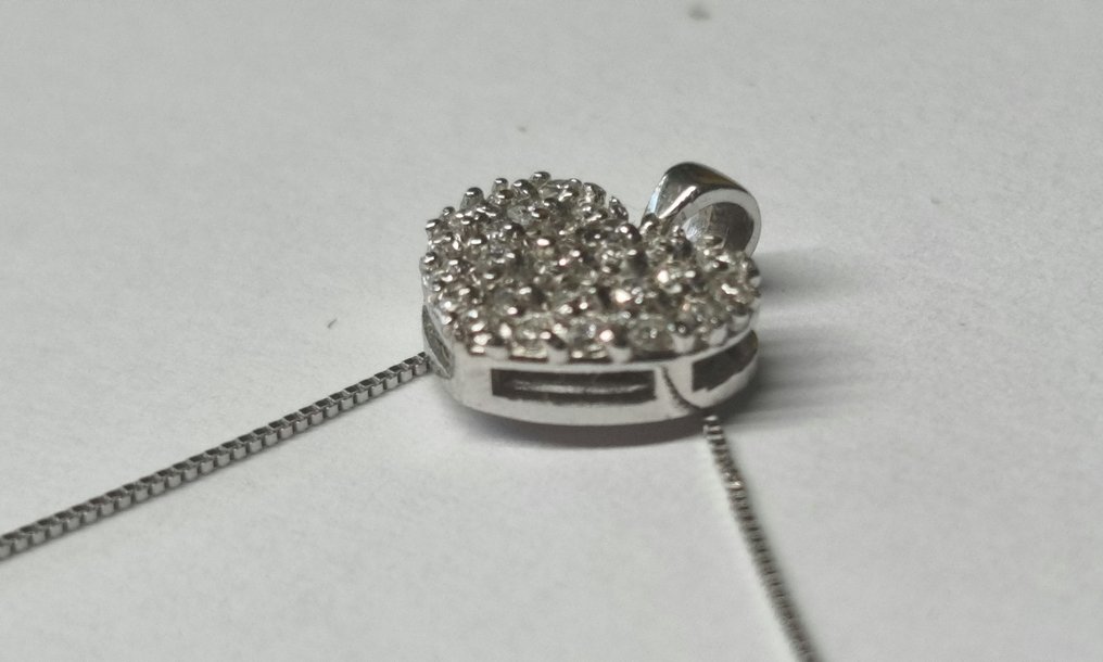 吊坠项链 - 18K包金 白金 -  0.29ct. tw. 钻石 (天然)  - 钻石 #4.3