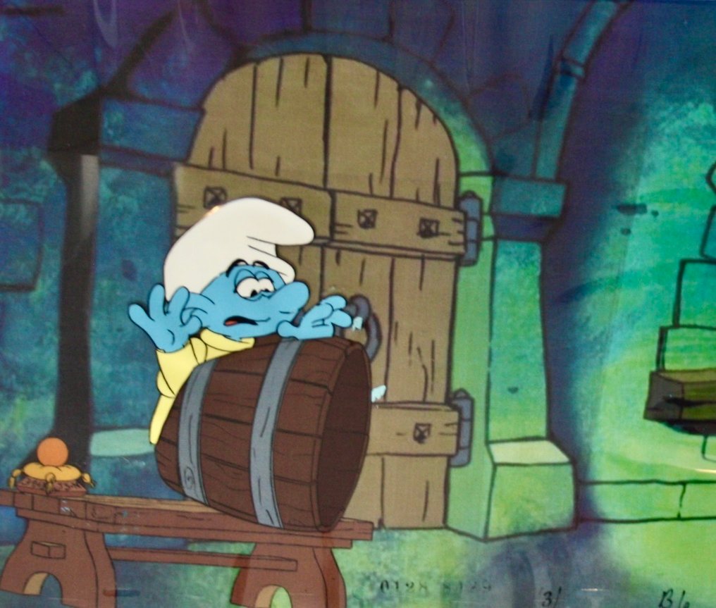 " THE  SMURFS " - PEYO - Cel de production d'animation original - with COA - Die Schlümpfe - 1981 #4.3