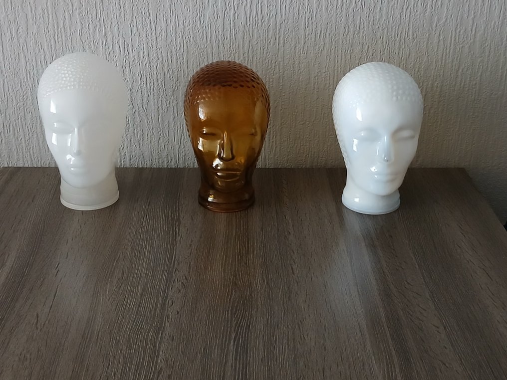 Mannequin - Vintage glazen display hoofden – in de stijl van Piero Fornasetti (3) - Persglas #1.0