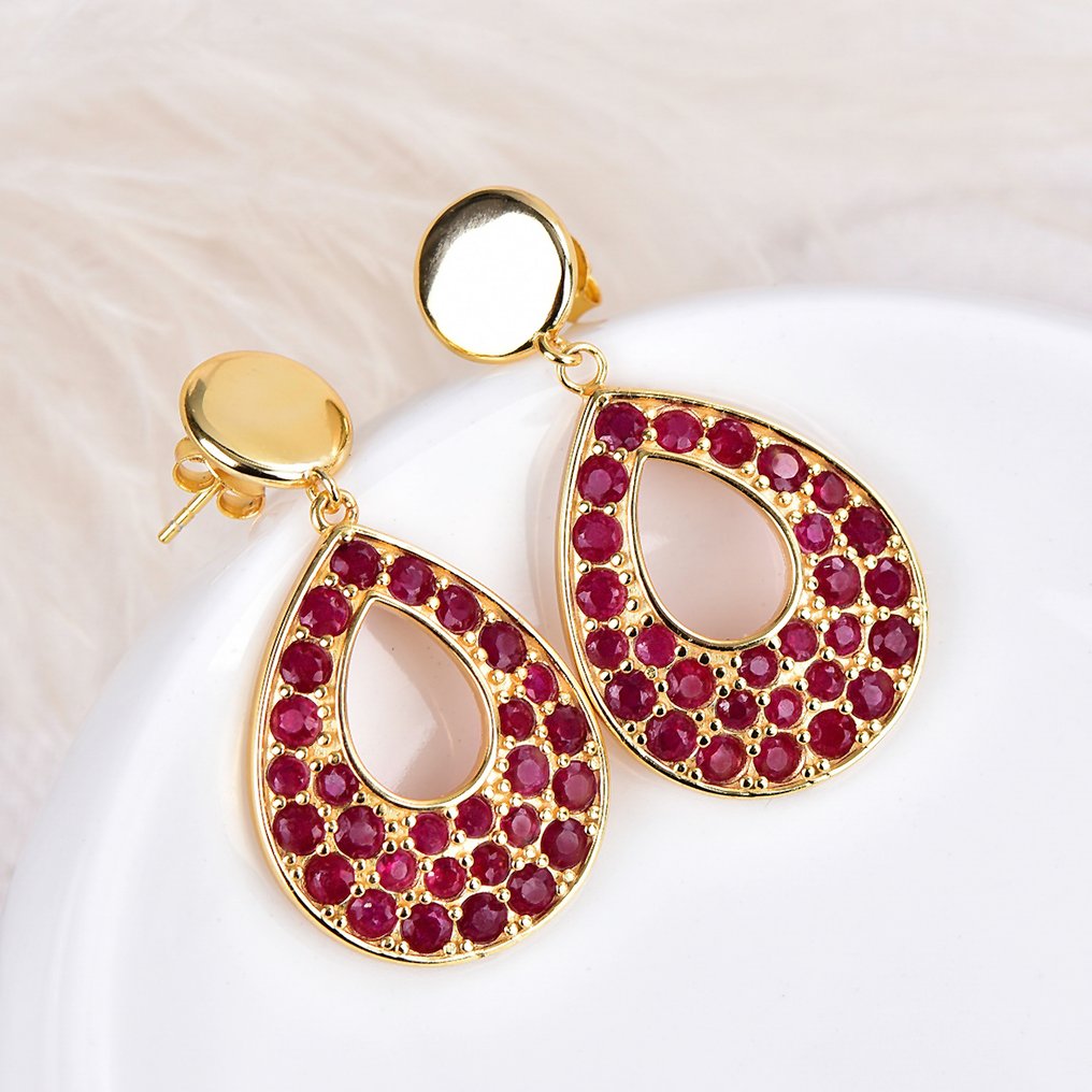 Sin Precio de Reserva - Pendientes Plata - Ruby - Certified #1.0