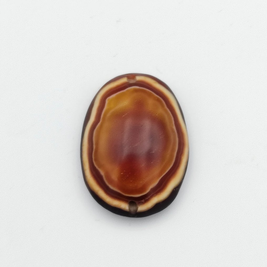 古代中亚，丝绸之路 带纹玛瑙 护身珠符与邪眼 - 35 mm #2.1