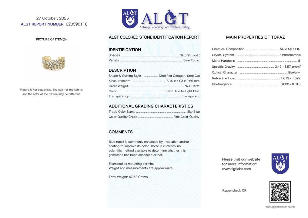 χωρίς τιμή ασφαλείας - Βραχιόλι Ασημί - Topaz - Πιστοποιημένο #2.1