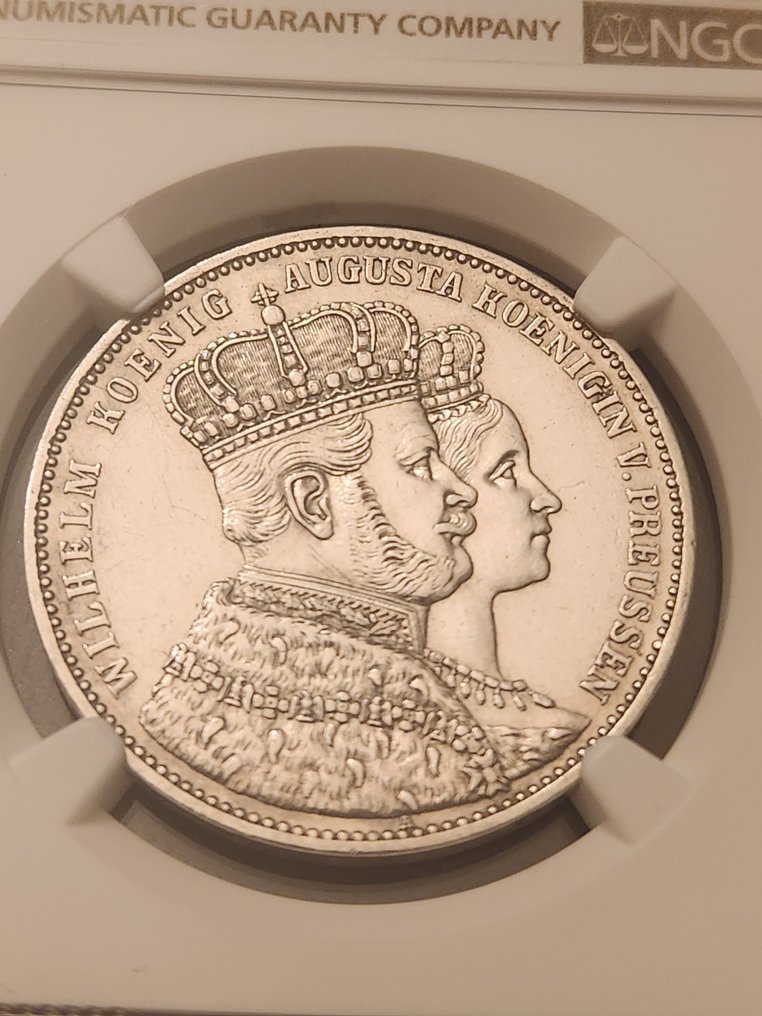 德国， 普鲁士 Wilhelm I. Thaler (taler) 1861-A (Berlin) - Coronation of Wilhelm and Augusta  (没有保留价) #1.0