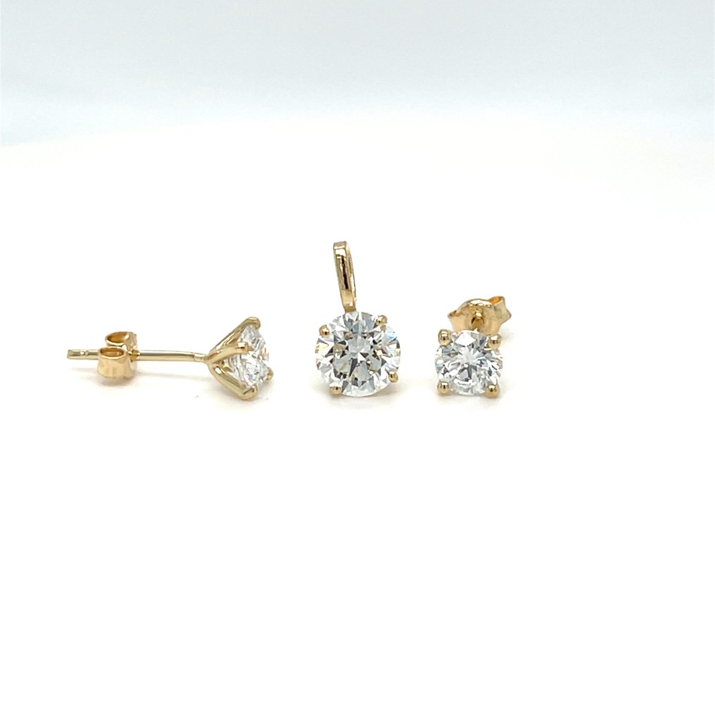 Nincs minimálár - 3 részes ékszerszett - 14 kt. Sárga arany - 2.15ct. tw. Gyémánt (Laboratóriumban előállított) #1.0