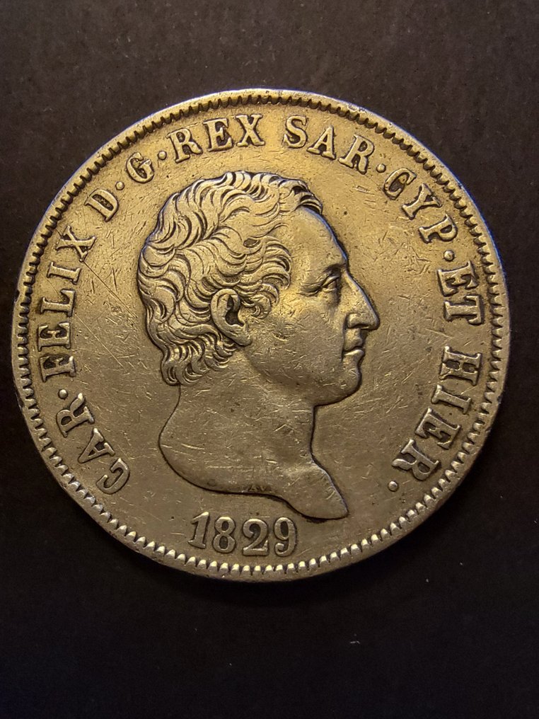 Italy, Kingdom of Sardinia Carlo Felice. 5 Lire 1829 Torino (No reserve price) #1.0
