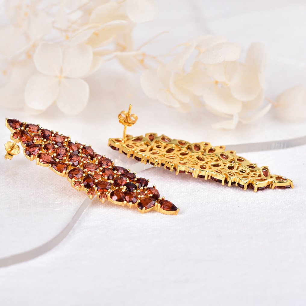 χωρίς τιμή ασφαλείας - Σκουλαρίκια Ασημί - Garnet - Πιστοποιημένο #4.3