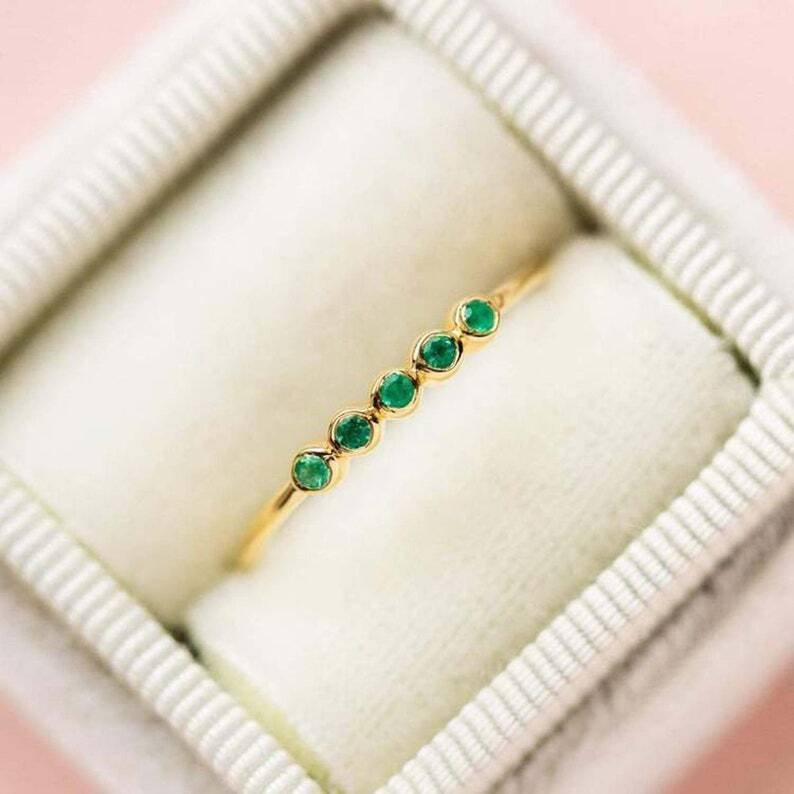 Ohne Mindestpreis - Verlobungsring Silber - 1.00ct. tw. Smaragd - Vintage Smaragdring #3.2