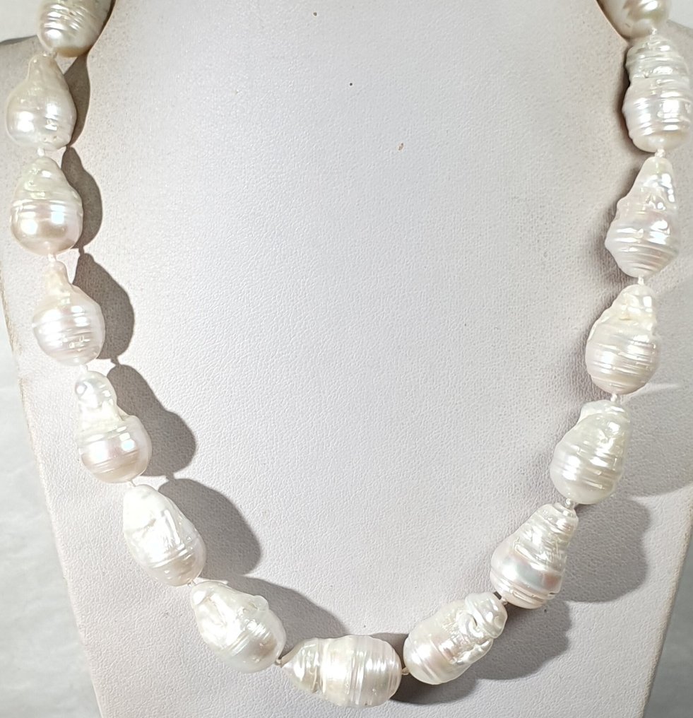 天然淡水珍珠 - 巨人 - 神圣纯洁的象征 - 925纯银 - 非常特别 - 頸鏈 #1.0