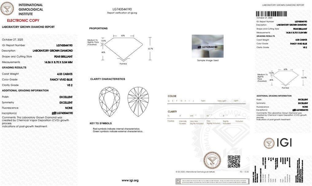 Nincs minimálár - Gyűrű - 18 kt. Sárga arany -  4.39ct. tw. Kék Gyémánt (Laboratóriumban előállított fancy színű gyémánt) - Gyémánt #2.1