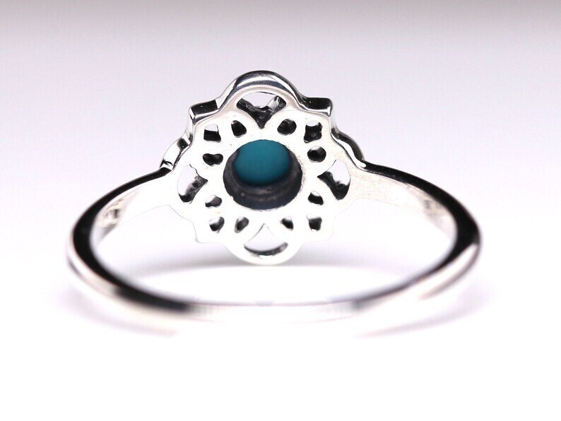 Senza Prezzo di Riserva - Anello di fidanzamento Argento - 1.00ct. tw. Turchese - Anello vintage in turchese #3.2