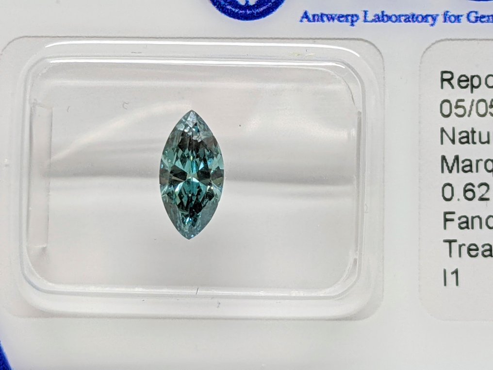 1 pcs Diamond (Natural coloured) - 0.62 ct - Marquise - I1 - Antwerp Laboratory for Gemstone Testing (ALGT) #3.2