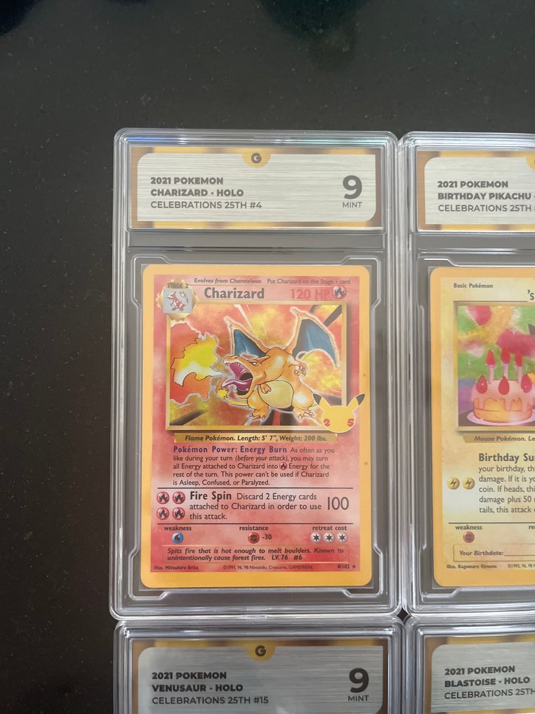 Pokémon - 4 Graded card - Charizard, Pikachu, Venusaur, Blastoise Foil - GG 9 - Sword & Shield - Celebrations #1.0