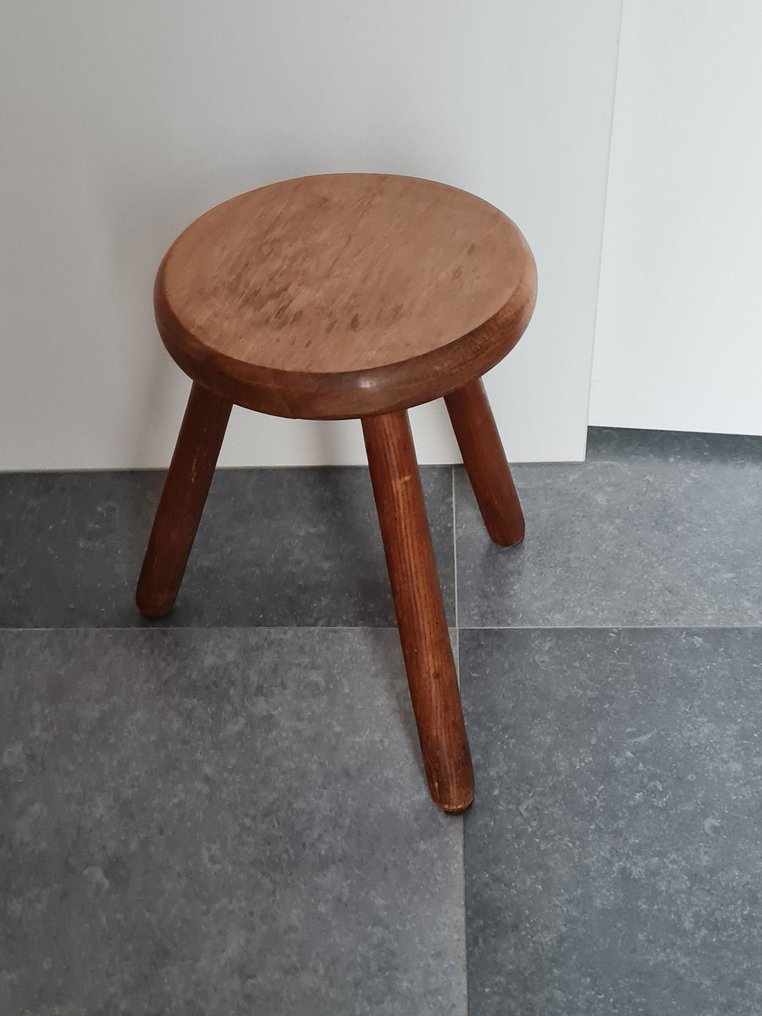 Σκαμνί - Σετ τριών ξύλινων σκαμνιών, καλαθιών γάλακτος, τραπεζιών για φυτά - Ξύλο #4.3