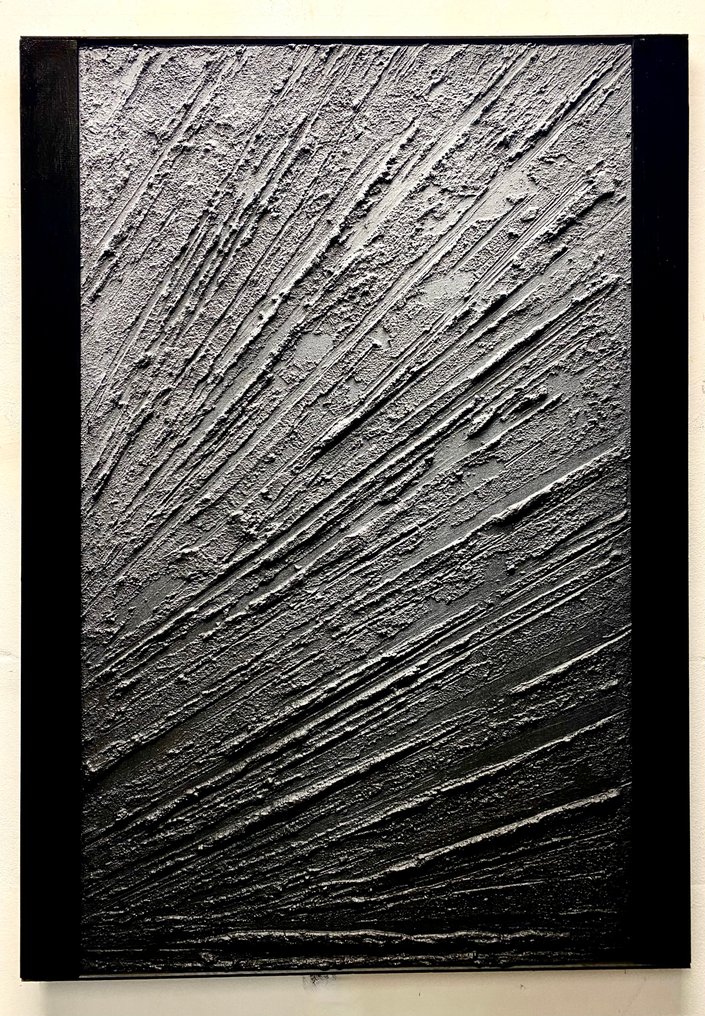 Jacopo Mattia Alegiani - - LIght on black - Work already stretched and framed - ready to Hang ! #1.0