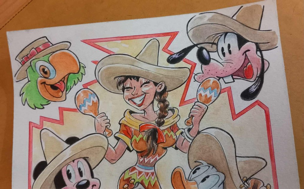 Alessandro Gottardo - 1 Watercolour - Donald Duck, Mickey Mouse, Goofy, Jose Carioca - "Sombreros Gang" - 2023 #2.1