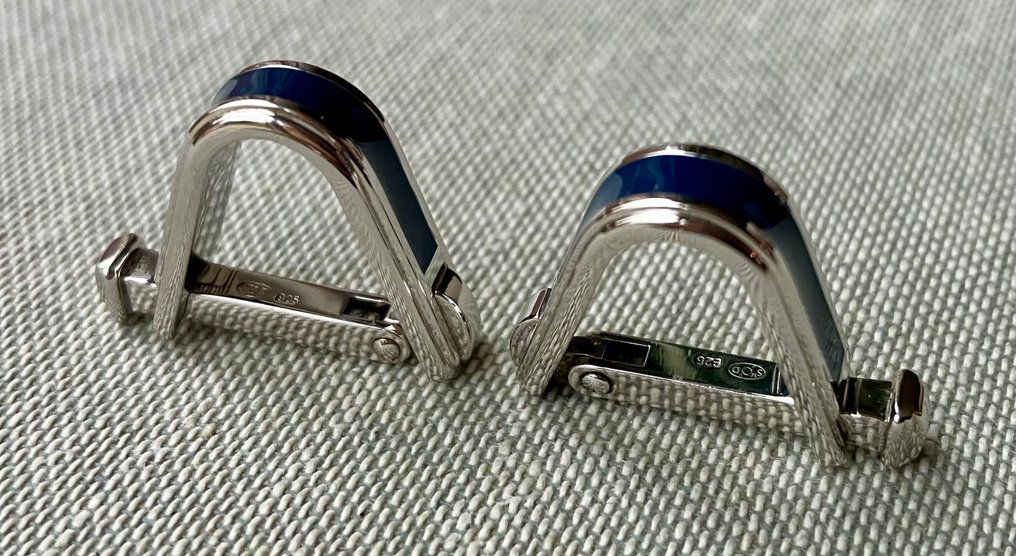 Alfred Dunhill - Ασημί - Μανικετόκουμπα - Μπλε σμάλτο - Χωρίς ελάχιστη προσφορά #2.1