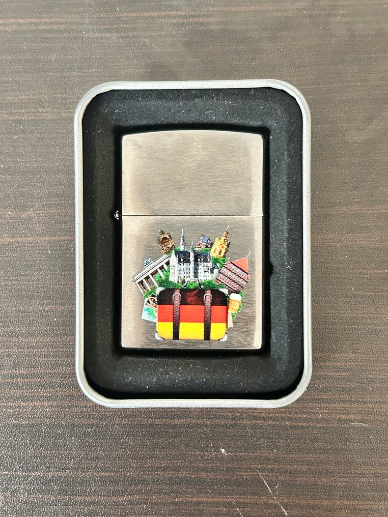 Zippo - D16-German landmarks silver metallic zippo - Sem preço de reserva - Isqueiro - Aço #1.0
