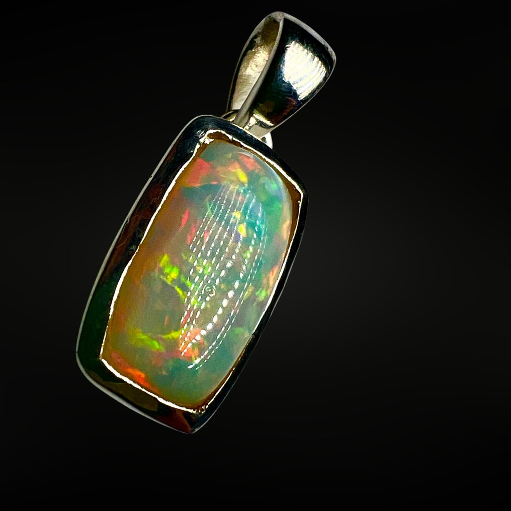 Pendente in opale AAA - Argento 925 Gioielli - Altezza: 18 mm - Larghezza: 11 mm- 5 g - (1) #2.1