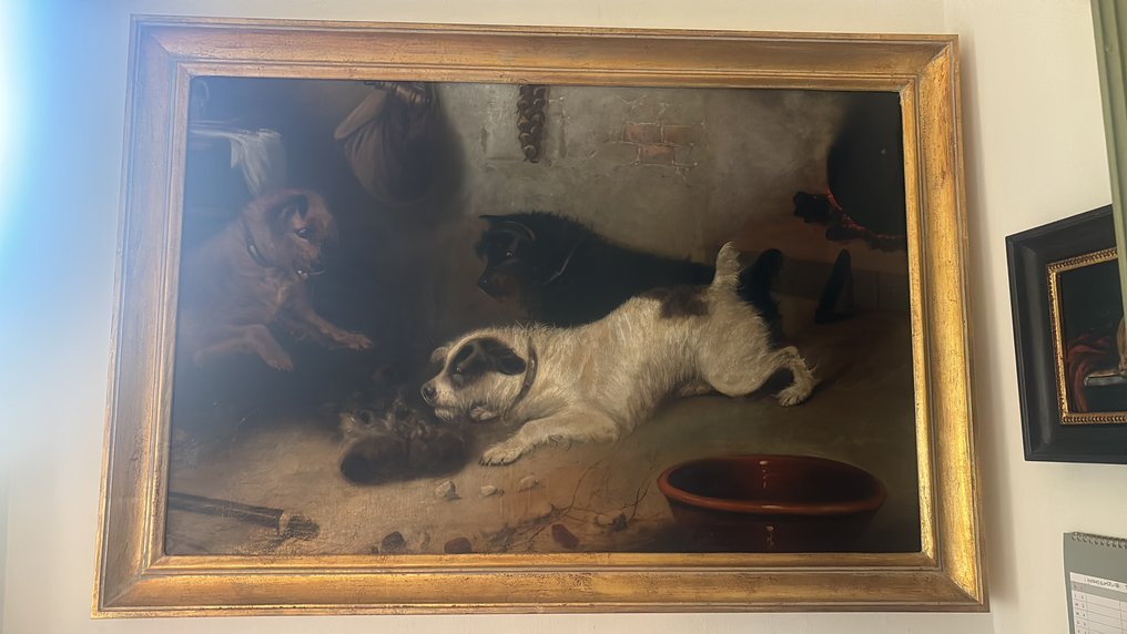 Scuola inglese (XIX) - Cani che giocano in una cucina #2.1