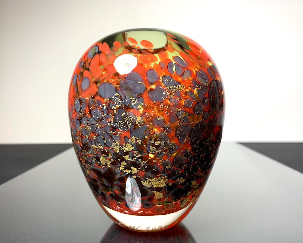 Maxence Parot - 花瓶 -  具有独特颜色和金色的花瓶  - 玻璃 #1.0