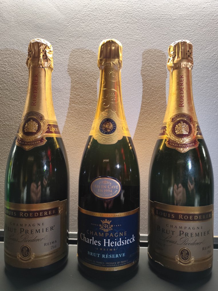 Louis Roederer, Charles Heidsieck, Brut premier Vintage , & Charles Heidsieck brut reserve mise en cave 1994 - Champagne - 3 Bottles (0.75L) #1.0