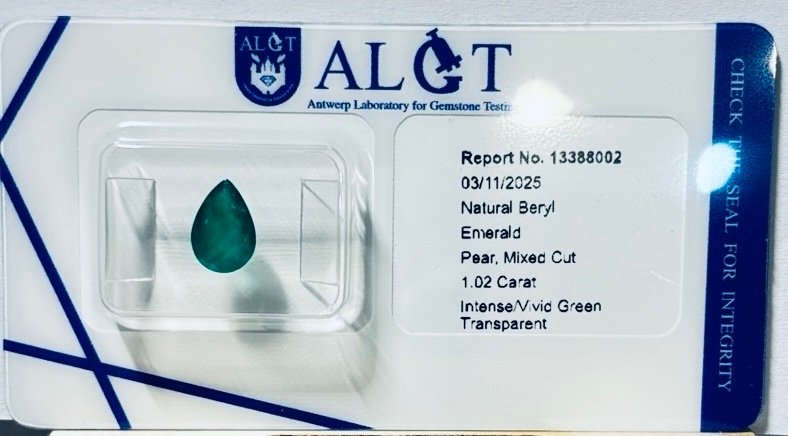 没有保留价 - 1 pcs  绿色 祖母绿  - 1.02 ct - 安特卫普宝石检测实验室（ALGT） #1.0