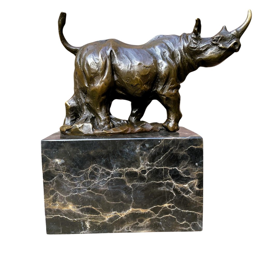 雕刻, Standing Rhino - 18 cm - 青銅色, 大理石 #1.0