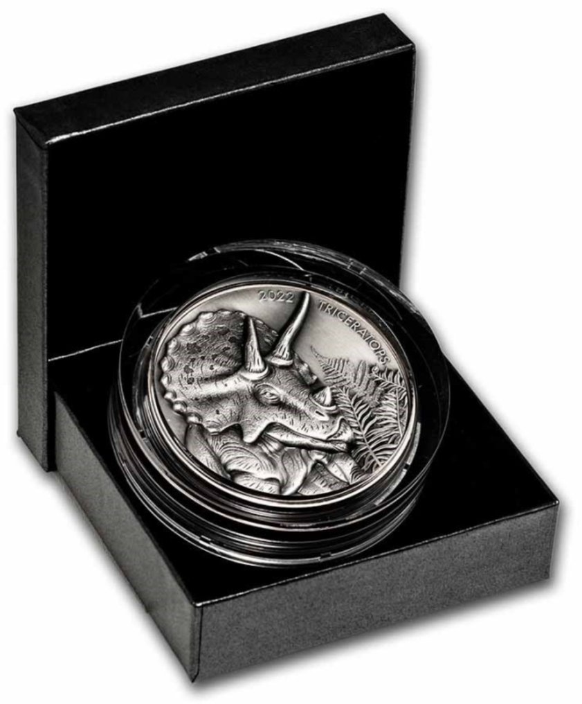 Vanuatu. 10 Vatu 2022 - Double Silver Giant: Triceratops - 10g Silver with Copper #1.0