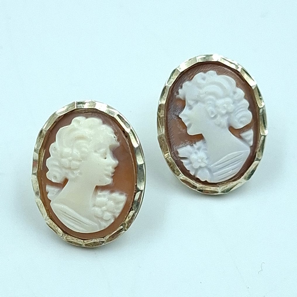 Fără preț de rezervă - Cercei Argint - 15.00ct. tw. Carnelian - Antichi Cameo Art Deco #2.1