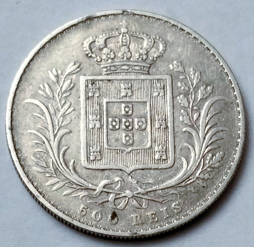 Πορτογαλία. D. Luís I (1861-1889). 500 Reis - 1871 (Escassa) + 1888 (χωρίς τιμή ασφαλείας) #4.3