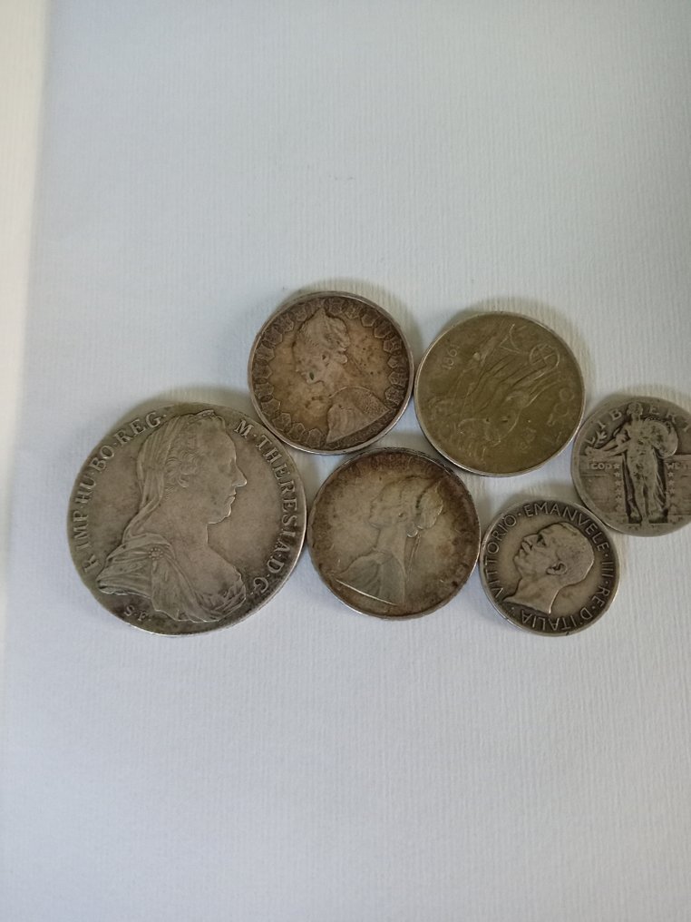 . 意大利, 奥地利, 美国 Lotto 6 pezzi in argento - incluso Tallero Maria Teresa (没有保留价) #1.0