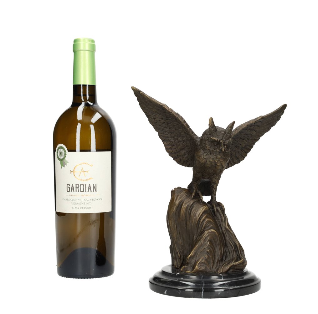 雕像 - Lifelike owl - 黄铜色, 大理石 #4.3