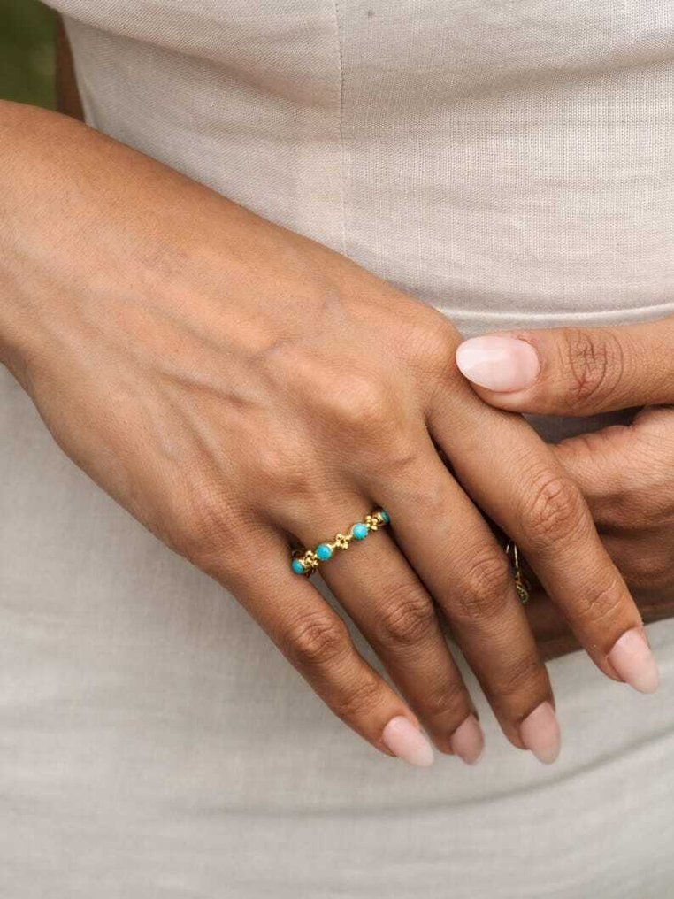 Senza Prezzo di Riserva - Anello di fidanzamento Argento - 1.00ct. tw. Turchese - Anello vintage in turchese #4.3