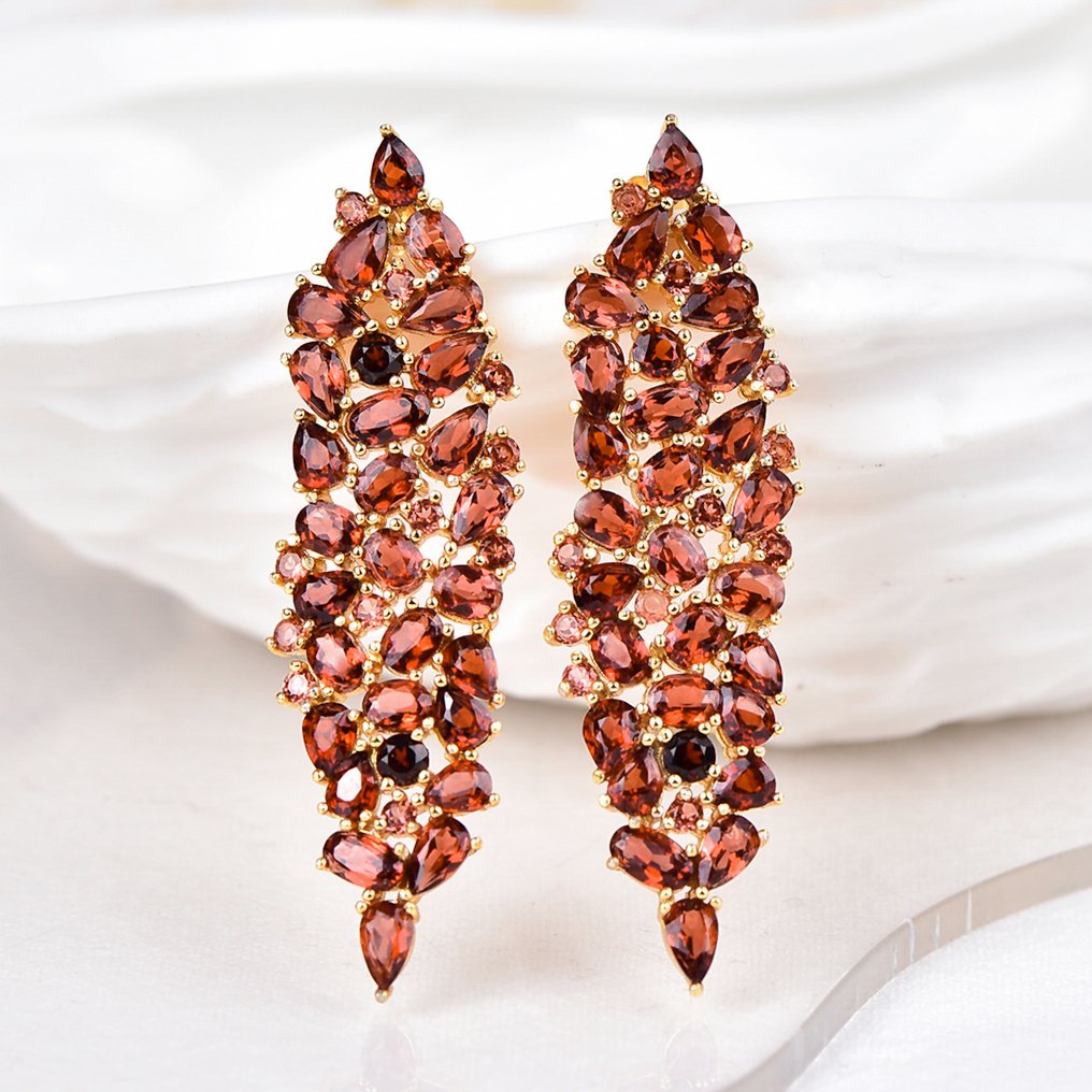 χωρίς τιμή ασφαλείας - Σκουλαρίκια Ασημί - Garnet - Πιστοποιημένο #1.0