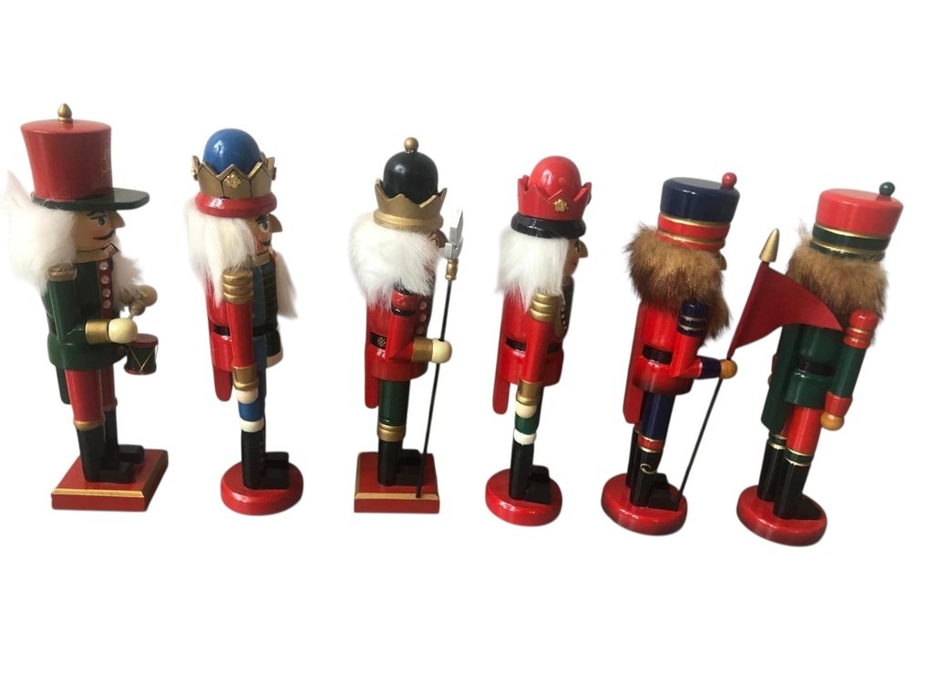 圣诞小雕像装饰品 (6) - 木 - 六个传统的独特组合 #4.3