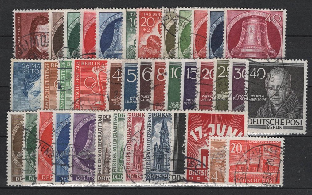 柏林 1951/1953 - 年份都干净地盖章，除了一个值外全部完整。 #1.0