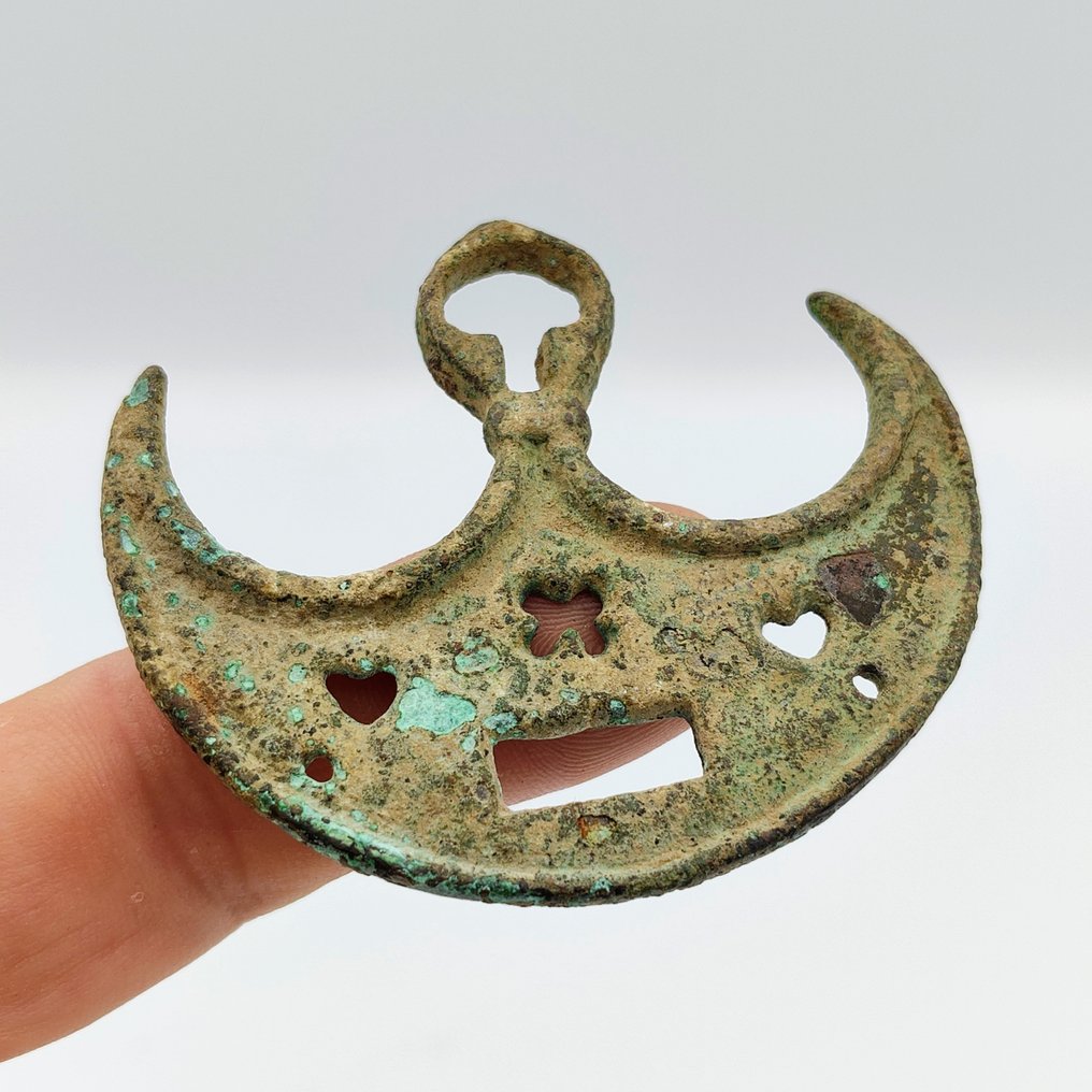 伊斯蘭 青銅色 新月珠子护符 - 64 mm #1.0