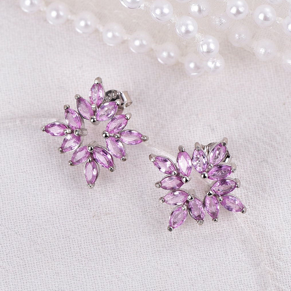 Utan reservationspris - Örhängen Silver - Sapphire - Certified #4.3