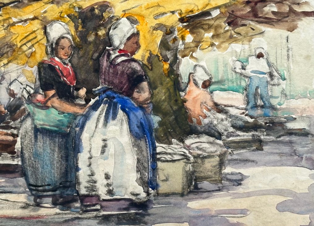 Paul Rink (1861-1903) - Volendamse vrouwen op de vismarkt #4.3