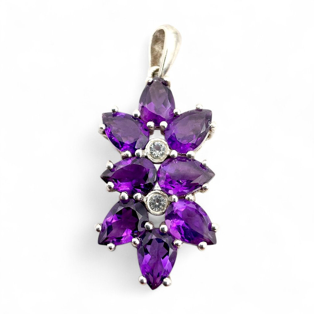 Sem preço de reserva - Conjunto de 2 peças de joalharia Prata - Amethyst, Garne (Certified) #3.2