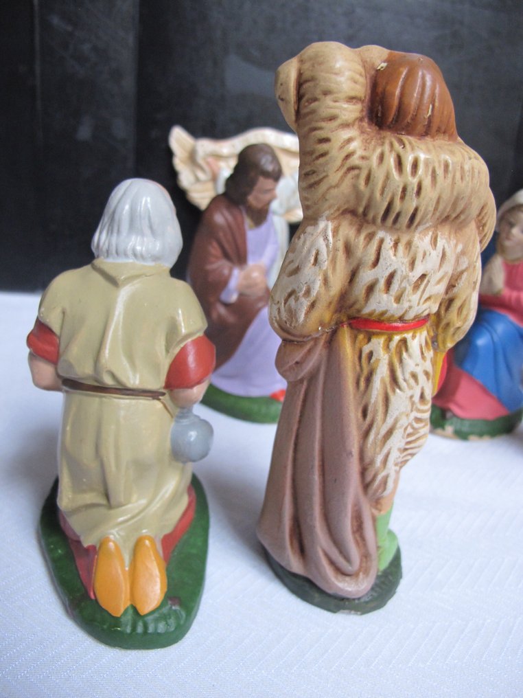 耶穌降生場景 (11) - 复古HARS/纸质圣诞组，15厘米，11件套，手工绘制。圣诞装饰组 - 紙漿藝術 #4.3