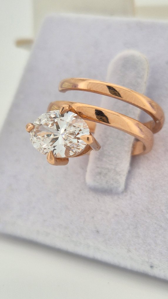 Inel - 14 ct. Aur roz - 2.50ct. tw. Diamant (Cultivat în laborator) #2.1