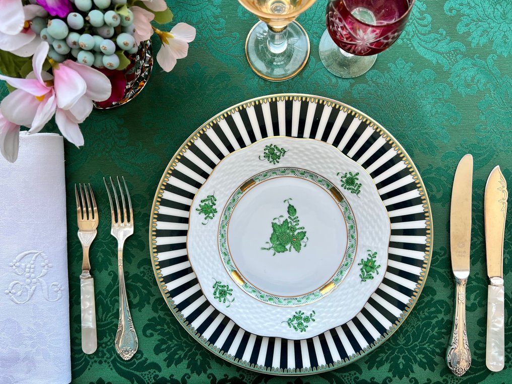 Tablecloth for large tables, dry green damask. - Tablecloth - 280 cm - 170 cm #2.1