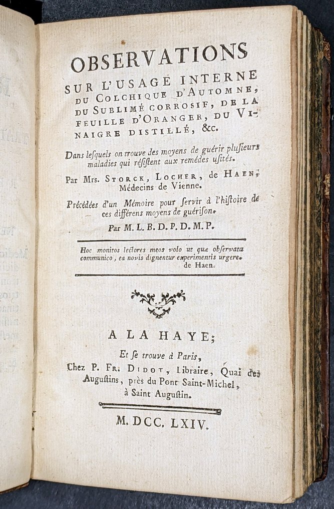 Anton von Störck - Observations sur l'usage interne du colchique d'automne, du sublimé corrosif, de la feuille - 1746 #3.2