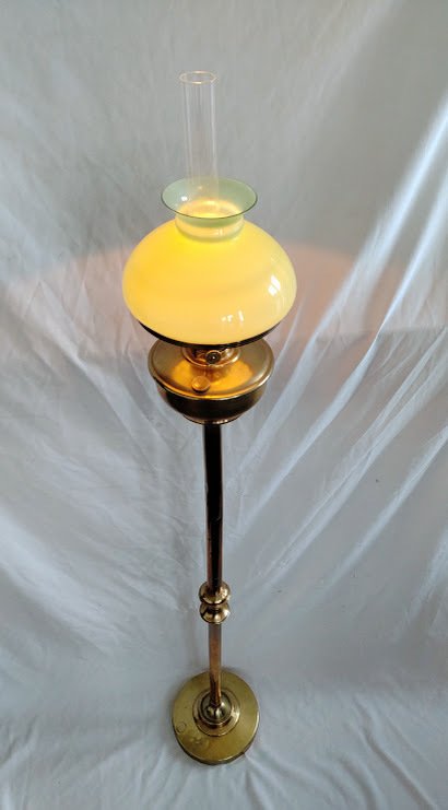 Wild & Wessel, Berlin - Kerosinlampe - Große Petroleumlampe (157cm) - Bronze, Kristall, Opaline - Messing #4.3