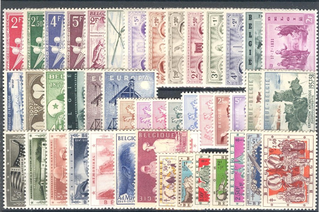 Belgium 1955/1959 - 5 full years of postfris, including block 31 and 1005/1007 perforation 11 1/2. #4.3