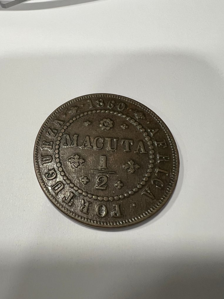葡属安哥拉. D. Pedro V (1853-1861). 1/2 Macuta 1860  (没有保留价) #1.0