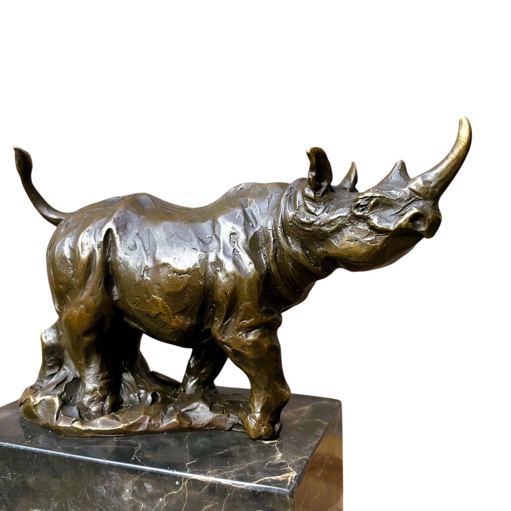 雕刻, Standing Rhino - 18 cm - 青銅色, 大理石 #1.0